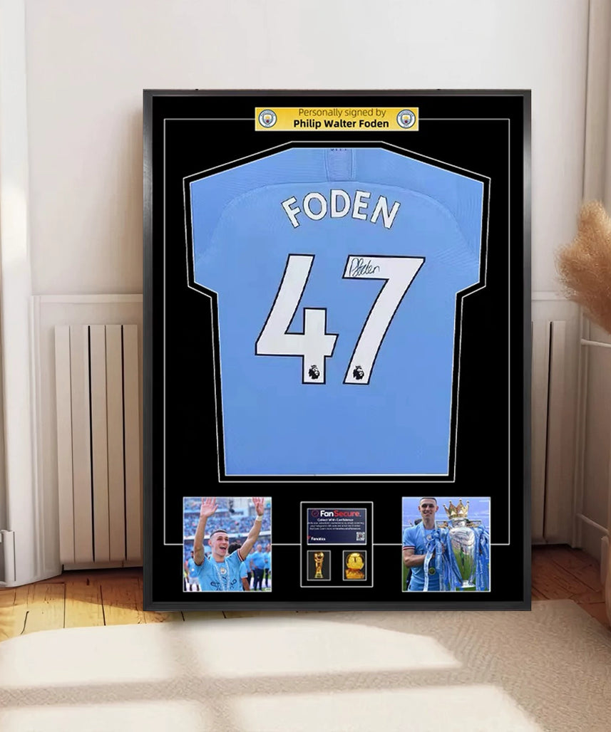 Phil Foden Framed Signed Jersey