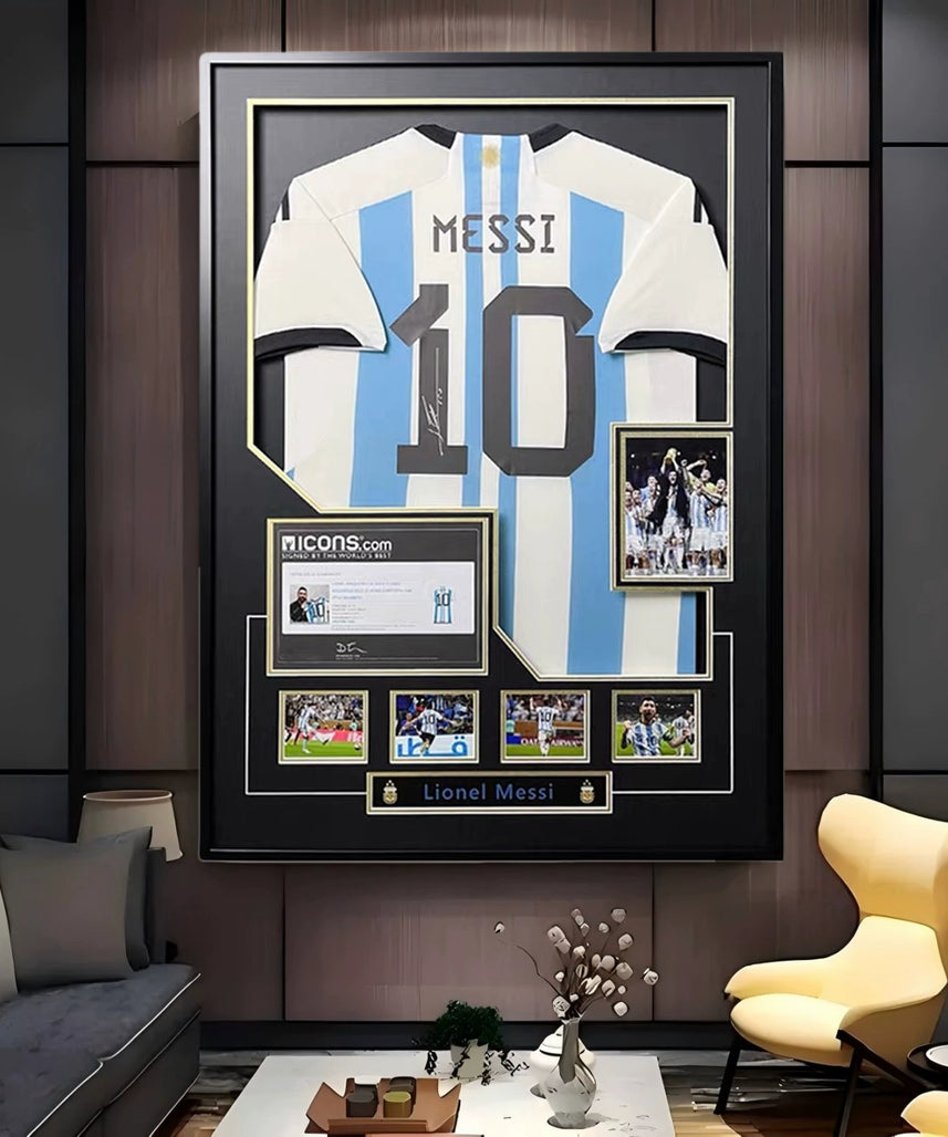 Messi Argentina World Cup Champion Framed Signed Jersey