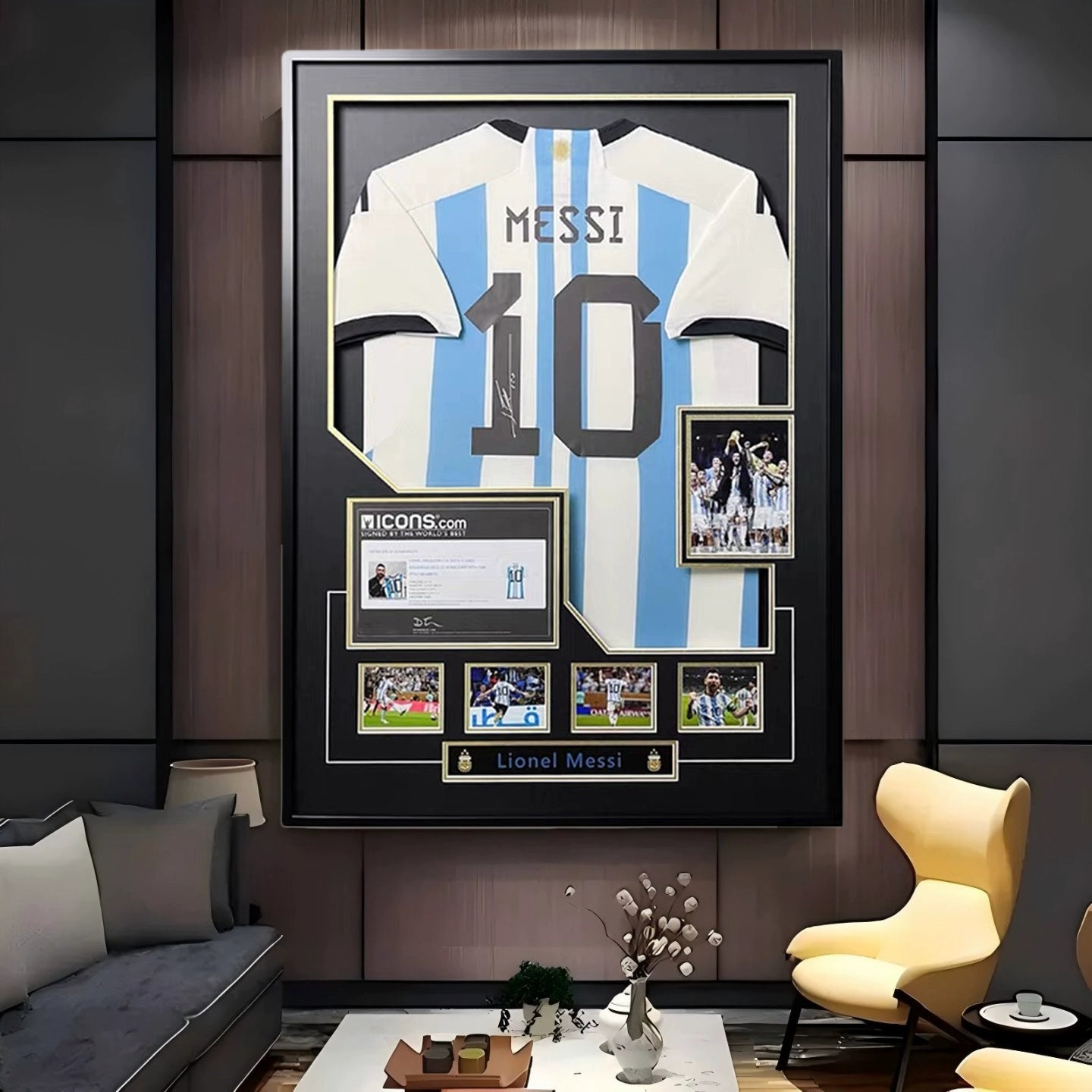 Messi Argentina World Cup Champion Framed Signed Jersey