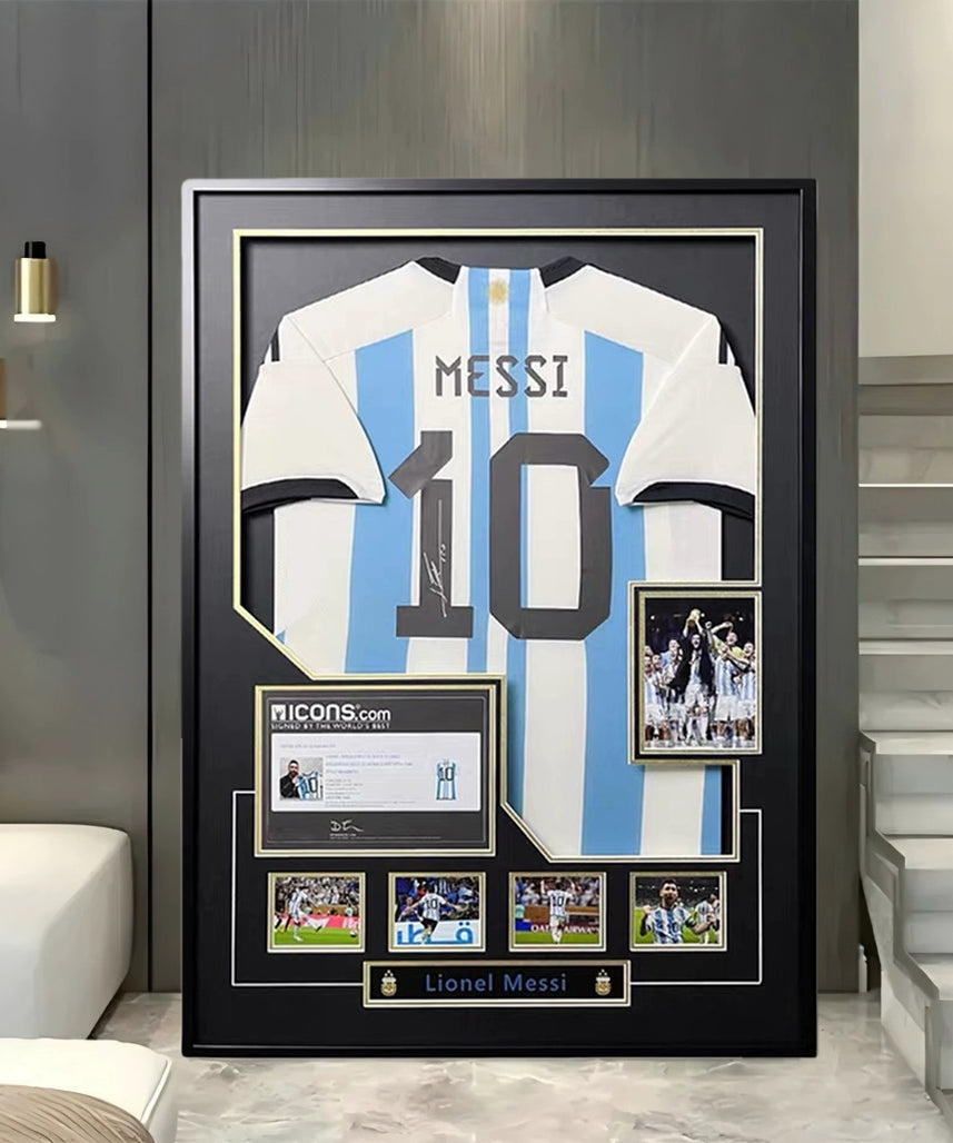 Messi Argentina World Cup Champion Framed Signed Jersey