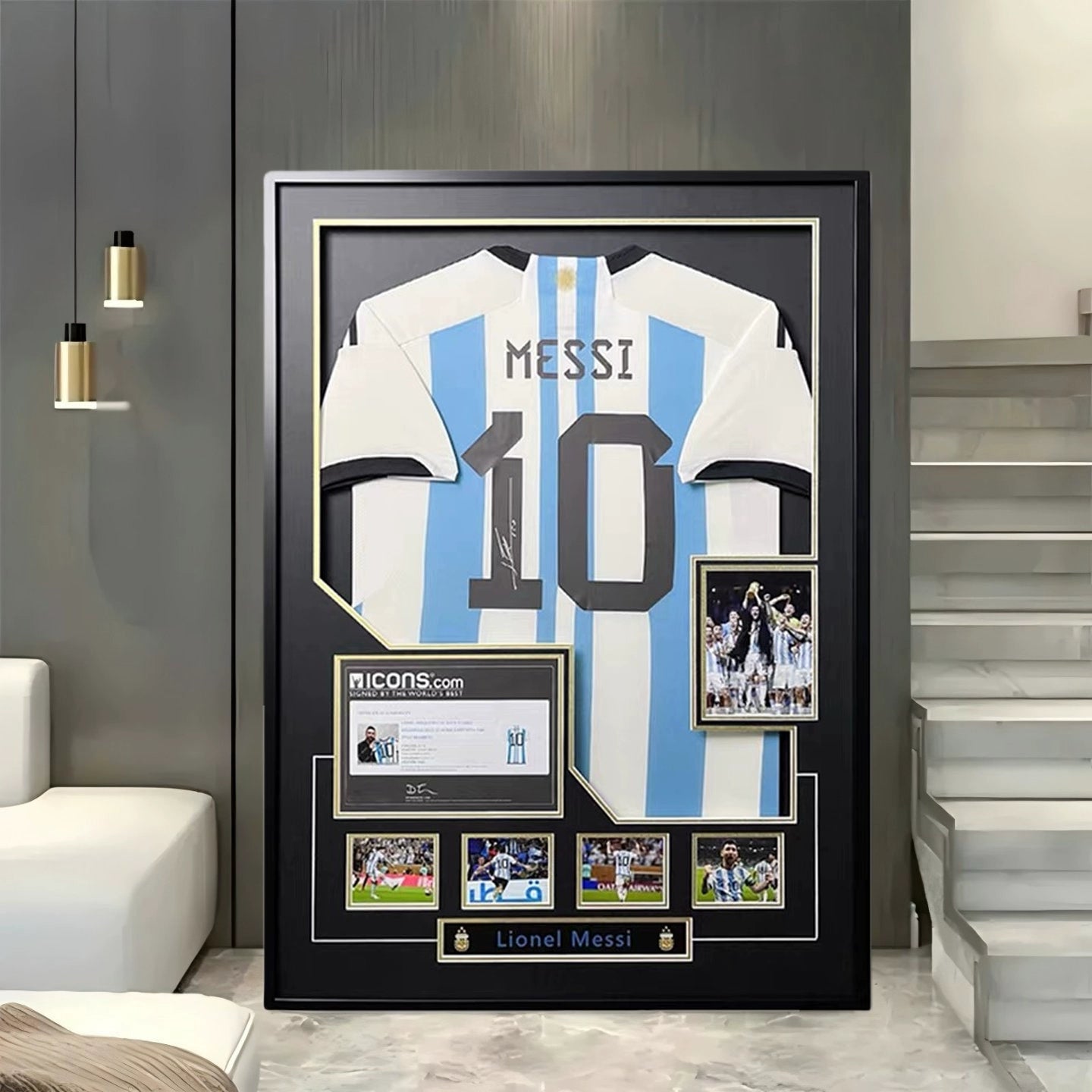 Messi Argentina World Cup Champion Framed Signed Jersey