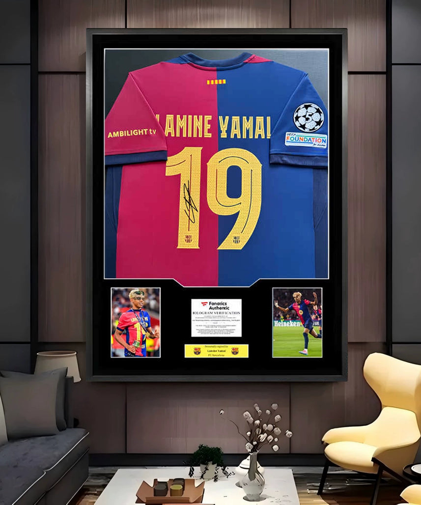 Lamine Yamal 19 Framed Signed Jersey