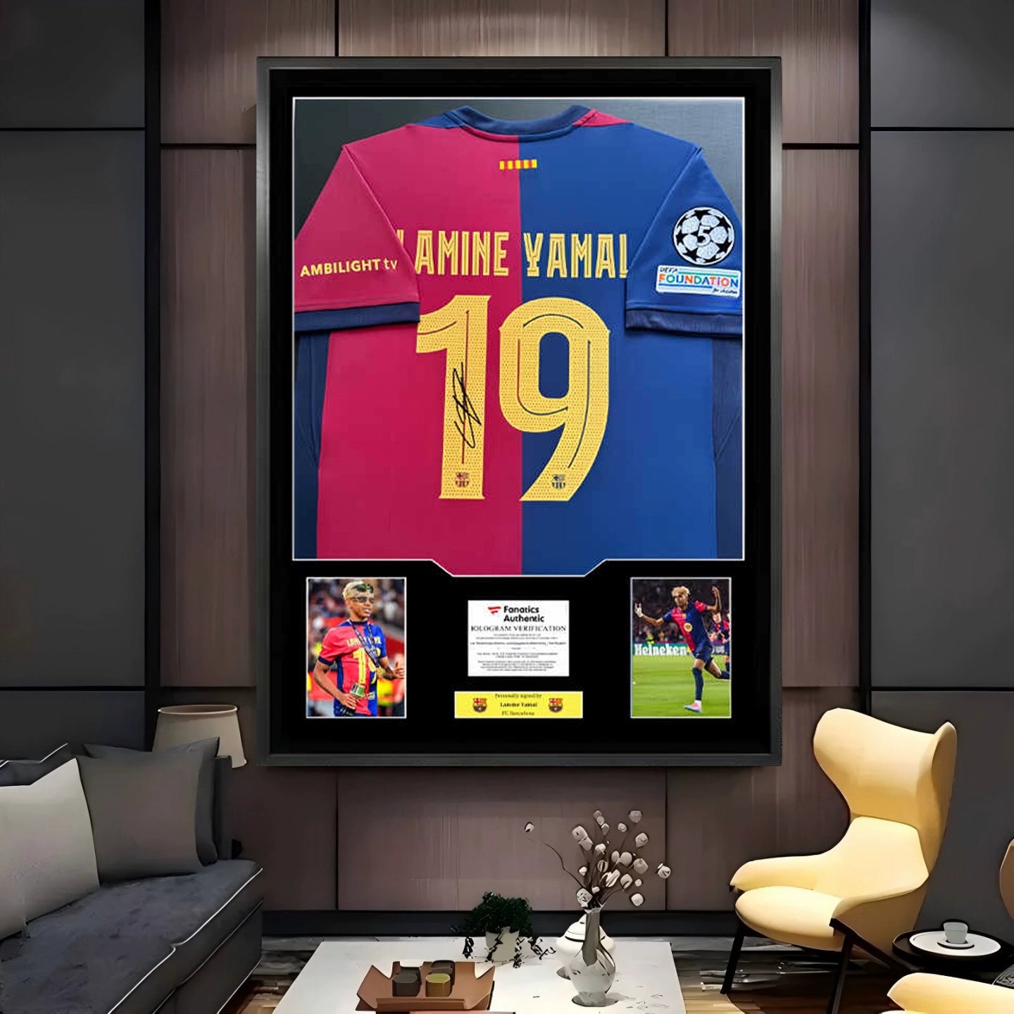 Lamine Yamal 19 Framed Signed Jersey