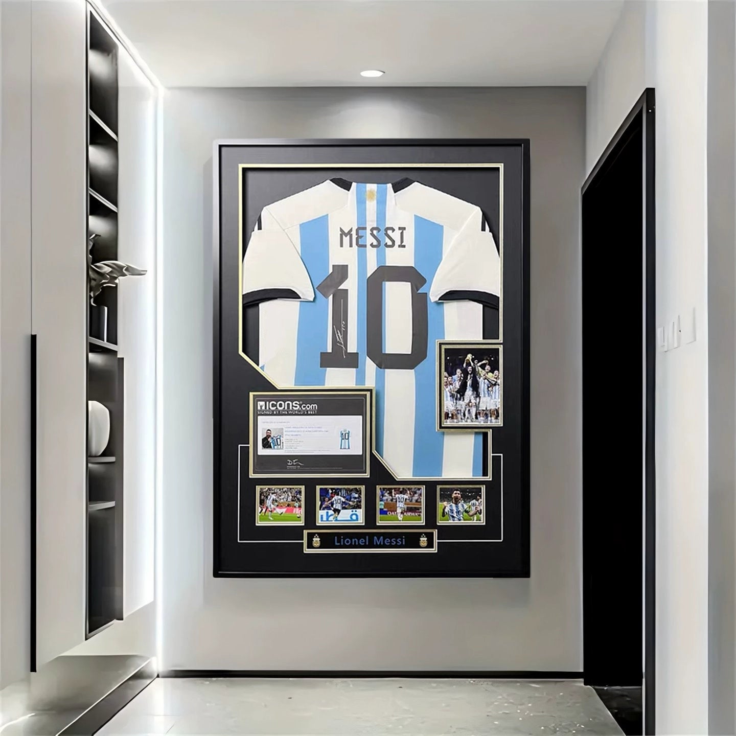 Messi Argentina World Cup Champion Framed Signed Jersey