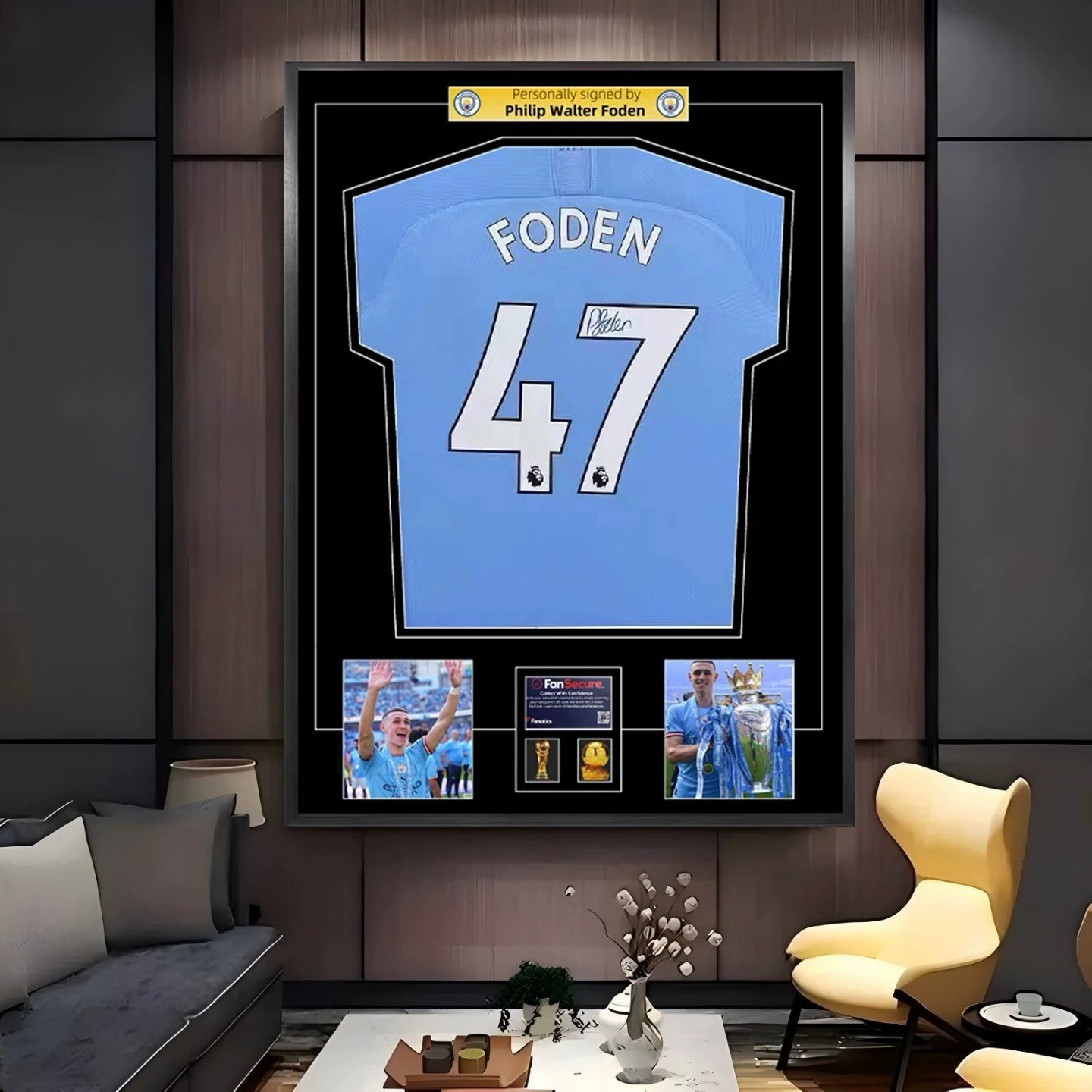 Phil Foden Framed Signed Jersey