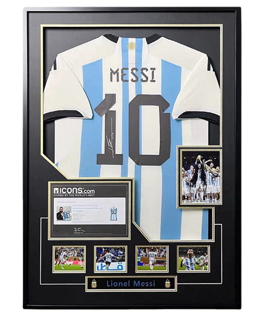 Messi Argentina World Cup Champion Framed Signed Jersey
