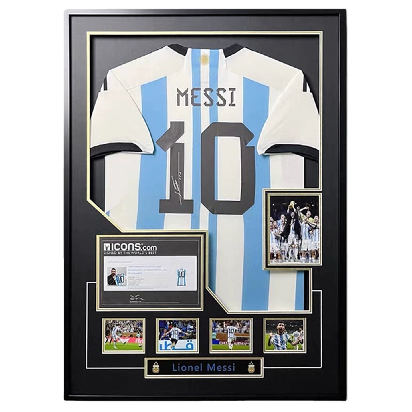 Messi Argentina World Cup Champion Framed Signed Jersey