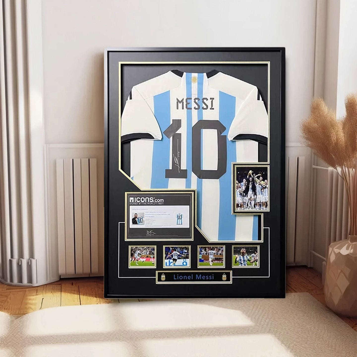 Messi Argentina World Cup Champion Framed Signed Jersey