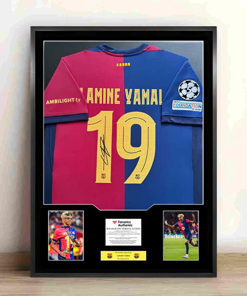 Lamine Yamal 19 Framed Signed Jersey