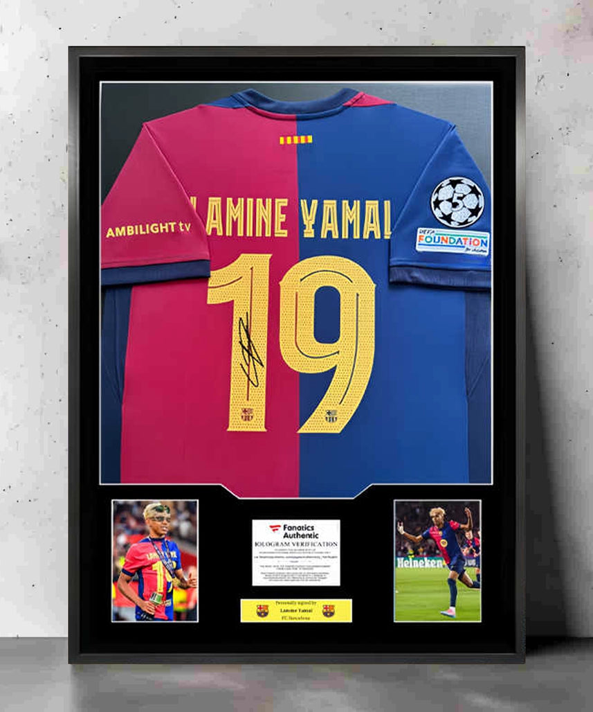 Lamine Yamal 19 Framed Signed Jersey