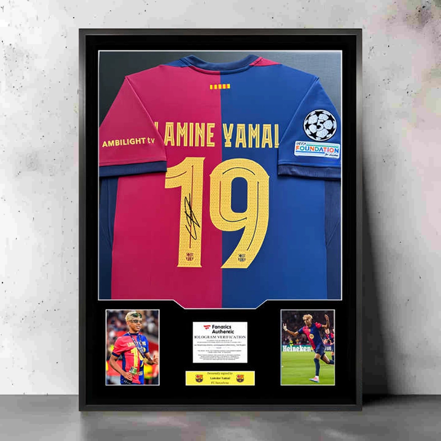 Lamine Yamal 19 Framed Signed Jersey